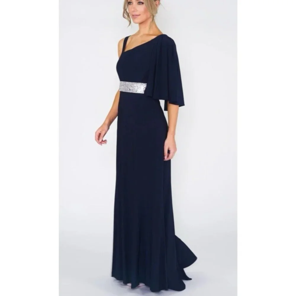 R & M Richards Formal Long Dress 14W Blue Party Cruise Wedding Washable NEW